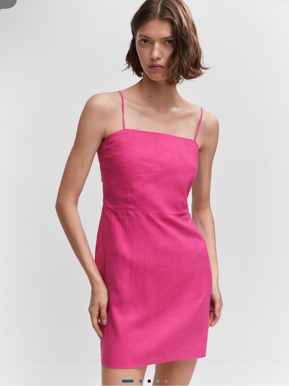 MANGO LINEN DRESS WITH BEAD DETAIL